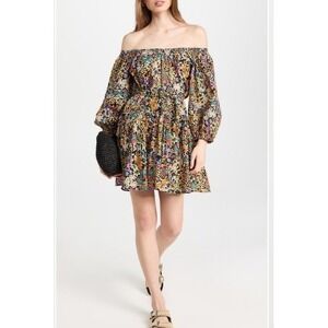 Apiece Apart Davina Floral‎ Off Shoulder Mini Dress Cotton Feminine Boho Small
